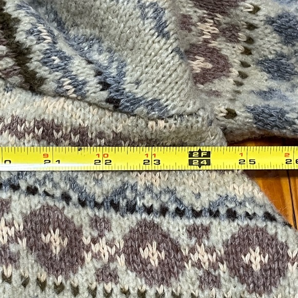 Anthro Sleeping On Snow Cardigan M Fair isle Knit Cottage Grandmacore Waterfall - Picture 16 of 16